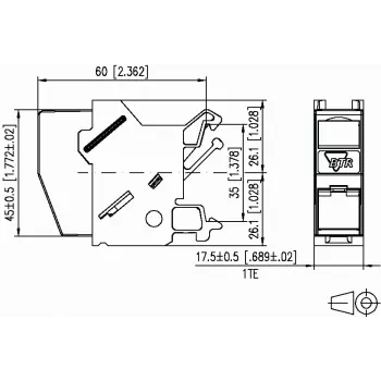 METZ CONNECT BTR E-DAT Module REG 8(8) IP20 Empty - DIN-kiskodatamoduulin kotelo, 1TE, vaaleanharmaa