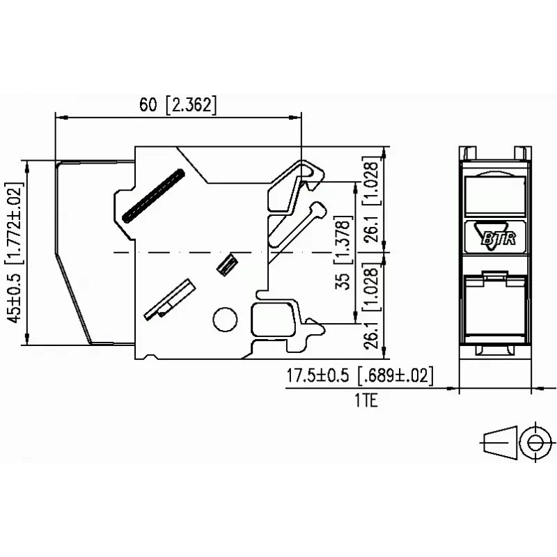 METZ CONNECT BTR E-DAT Module REG 8(8) IP20 Empty - DIN-kiskodatamoduulin kotelo, 1TE, vaaleanharmaa