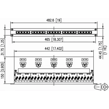 METZ CONNECT BTR UAE 25x8(8) Cat.6 suojattu patch-paneeli, 25 porttia, 1U, vaaleanharmaa 130887-E