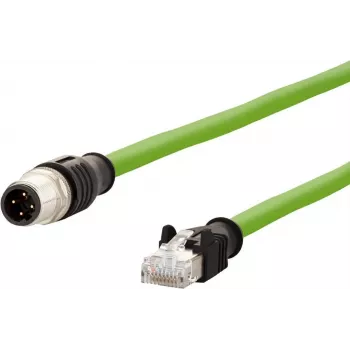 METZ CONNECT verkkokaapeli M12 (4-napainen) (S) - RJ-45 (M) 1,0 m 6,5 mm SF/FTP CAT 5e halogeeniton, ilman lukituskieltä, säie, vetoketju, D-koodattu vihreä (142M1D15010)