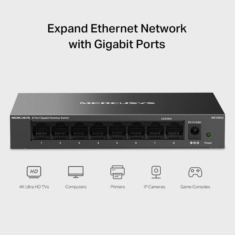 MEU Mercusys MS108G 8-porttinen Gigabit-työpöytäkytkin