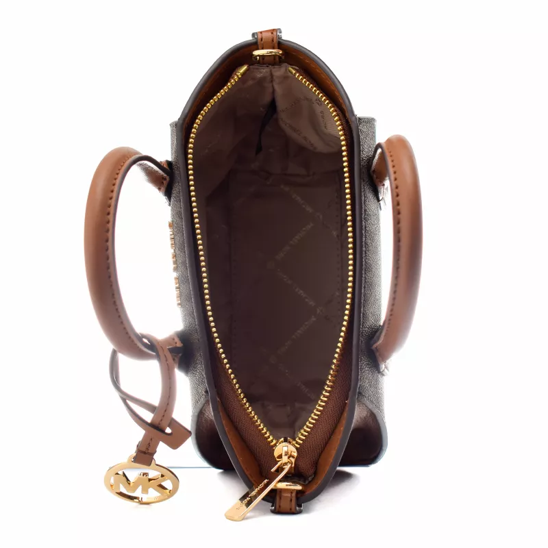 Michael Kors Jet Set Charm soikea olkalaukku ruskea Signature Coated Canvas