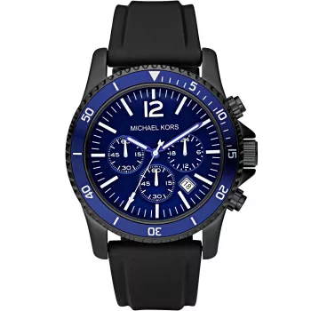 Michael Kors MK8165 Miesten kvartsikello, 46 mm, musta/sininen kellotaulu