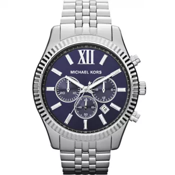 Michael Kors MK8280 Miesten kvartsikello, 45 mm, hopea/tummansininen kellotaulu