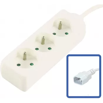 MicroConnect 3-osainen ranskalainen tyyppi E pistorasialista kytkimellä, ylikuormitussuojalla ja lapsilukolla, 1,5 m kaapeli, valkoinen (MC-PS030150FRUPSW)