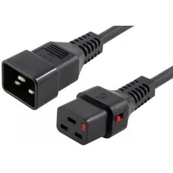 MICROCONNECT lukittuva virtakaapeli C20 - C19, 2,5m, 16A, musta