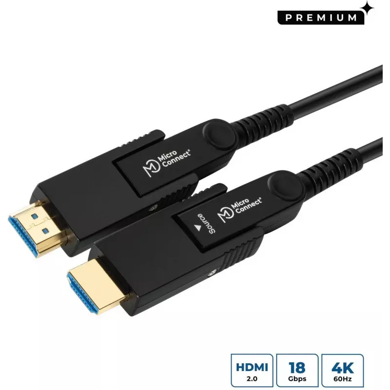 MicroConnect Premium Optic Fiber HDMI Type A aktiivinen optinen kaapeli, 4K, 10m, musta