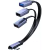 MicroConnect USB-C kulmajakokaapeli, 3x USB-A 3.0, 0,15 m, musta