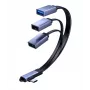 MicroConnect USB-C kulmajakokaapeli, 3x USB-A 3.0, 0,15 m, musta