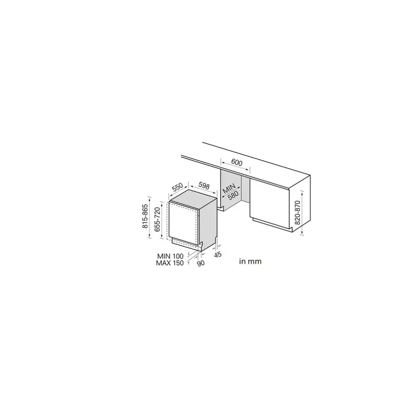 Midea MDWEB1403MB-WS kalusteisiin asennettava astianpesukone, 14 astiastoa, C, 44 dB