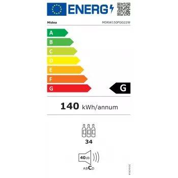 Midea viinikaappi MDRW150FGG22W vapaasti seisova 34 pulloa musta