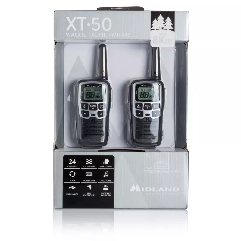 Midland XT50 2x PMR446 käsiraadio harmaa