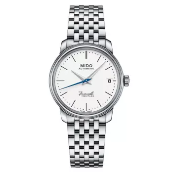 MIDO Baroncelli III automaattinen naisten kello 33 mm ruostumaton teräs hopea opaliinikellotaulu M027207110100