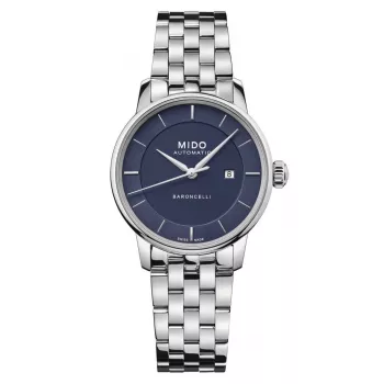 MIDO Baroncelli III naisten automaattikello 30 mm sininen kellotaulu ruostumaton teräs M037207110410