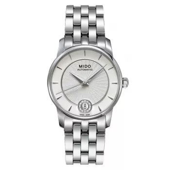 MIDO Baroncelli III naisten automaattikello M007207110360 33mm hopeinen kellotaulu timantti-indekseillä ruostumaton teräsranneke