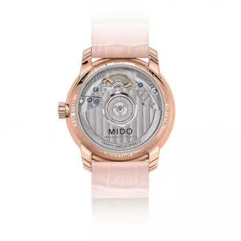 MIDO Baroncelli III Lady automaattikello 33 mm ruusukulta PVD ruostumaton teräs hopeinen kellotaulu ruskea nahkaranneke M027207360100