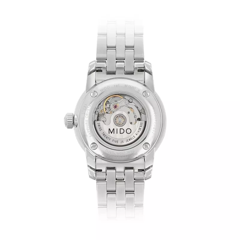 MIDO Baroncelli Lady automaattikello M76004181 29 mm ruostumaton teräs valkoinen helmiäinen