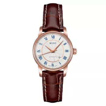 MIDO Baroncelli Lady kvartsikello 29 mm ruostumaton teräs PVD-keltakultapinnoitteella hopeinen kellotaulu