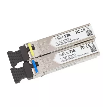 MikroTik S-35LC20D BiDi SFP-moduuli, 1,25G yksimuotokuitu LC simplex, 20km, 1310nm/1550nm, DDM