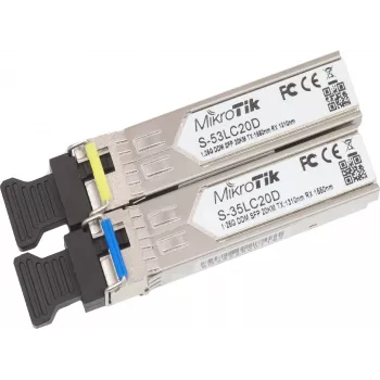 MikroTik S-35LC20D BiDi SFP-moduuli, 1,25G yksimuotokuitu LC simplex, 20km, 1310nm/1550nm, DDM