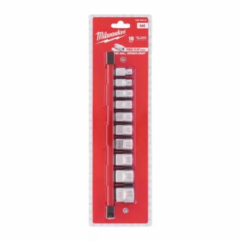 Milwaukee 10-osainen 3/8 inch hylsysarja tuumamitoin FOUR FLAT™ Anti-Roll-mallilla