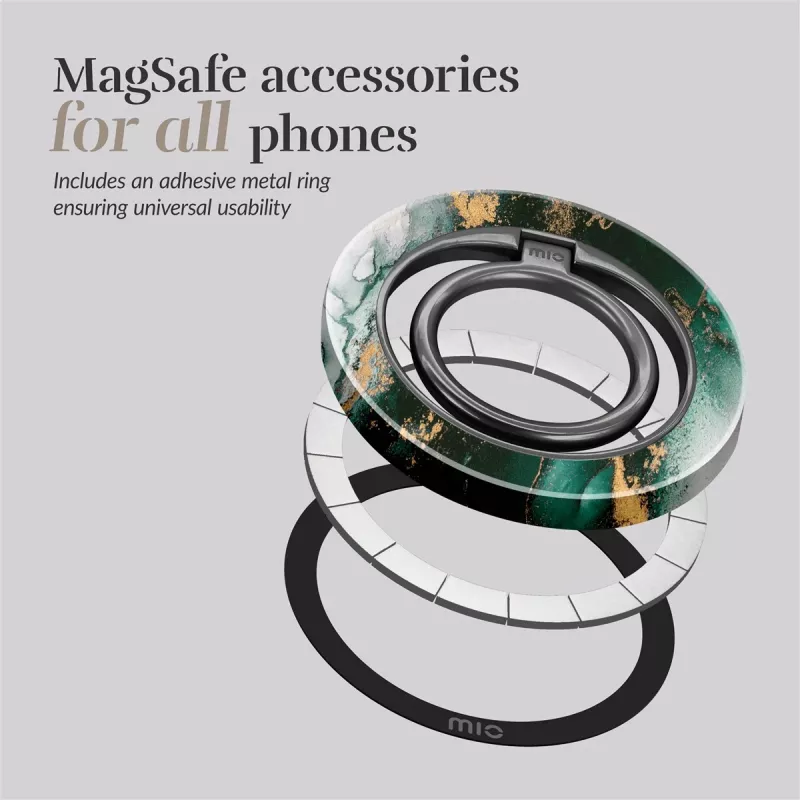MIO Green Marble MagSafe-kotelo yhteensopiva sormuspidike