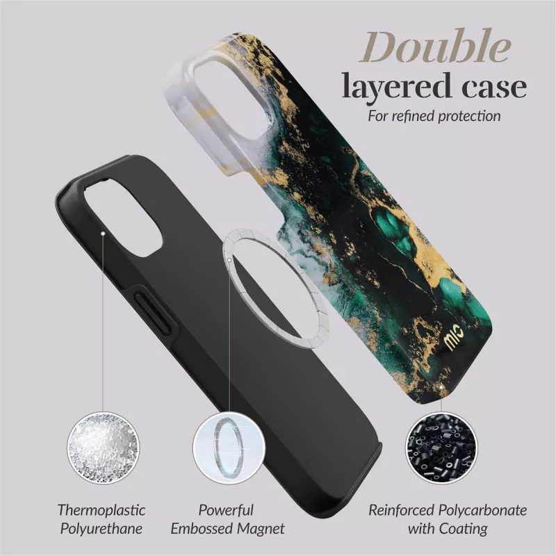 MIO Green Marble MagSafe-yhteensopiva iPhone 16:lle