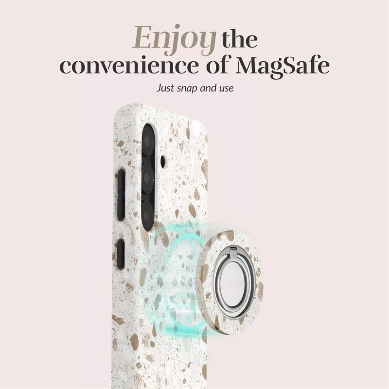 MIO Soft Terrazzo Magsafe -kuori, yhteensopiva sormuksenpidike