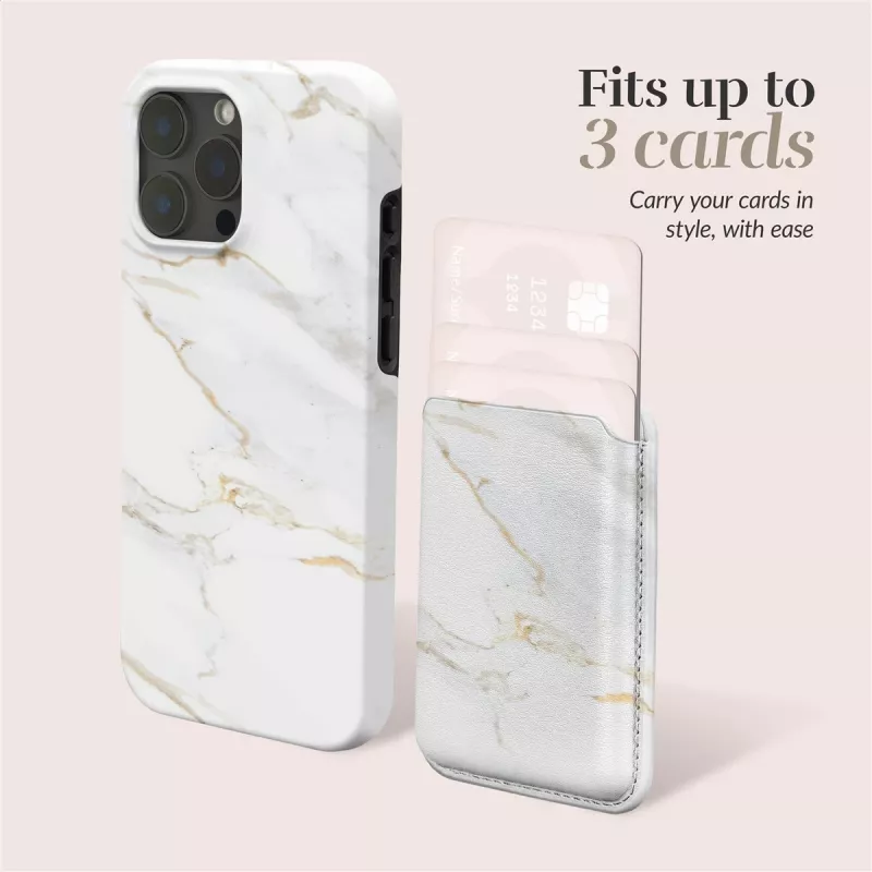 MIO White Marble MagSafe -kotelo yhteensopiva kortinpidikkeen kanssa