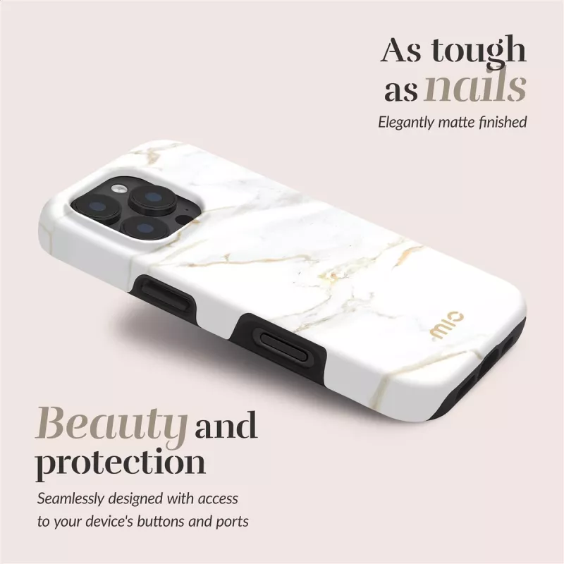 MIO White Marble Magsafe -kotelo yhteensopiva iPhone 16 Plus