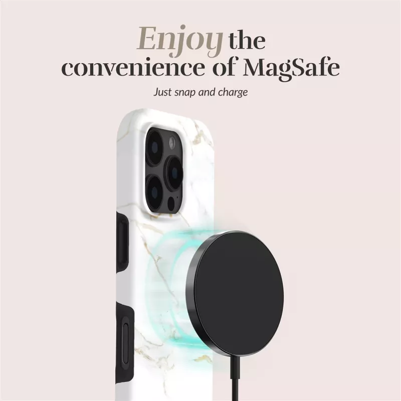 MIO White Marble MagSafe -kotelo yhteensopiva Samsung S25+ 5G:n kanssa