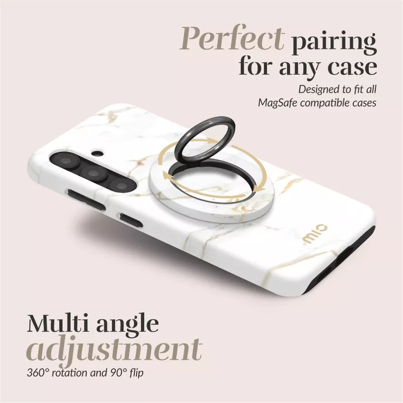 MIO White Marble MagSafe-kuori yhteensopiva sormusteline