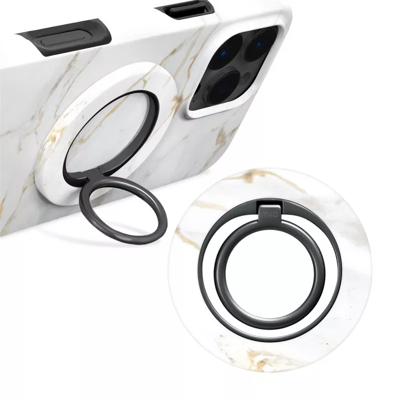 MIO White Marble MagSafe-kuori yhteensopiva sormusteline