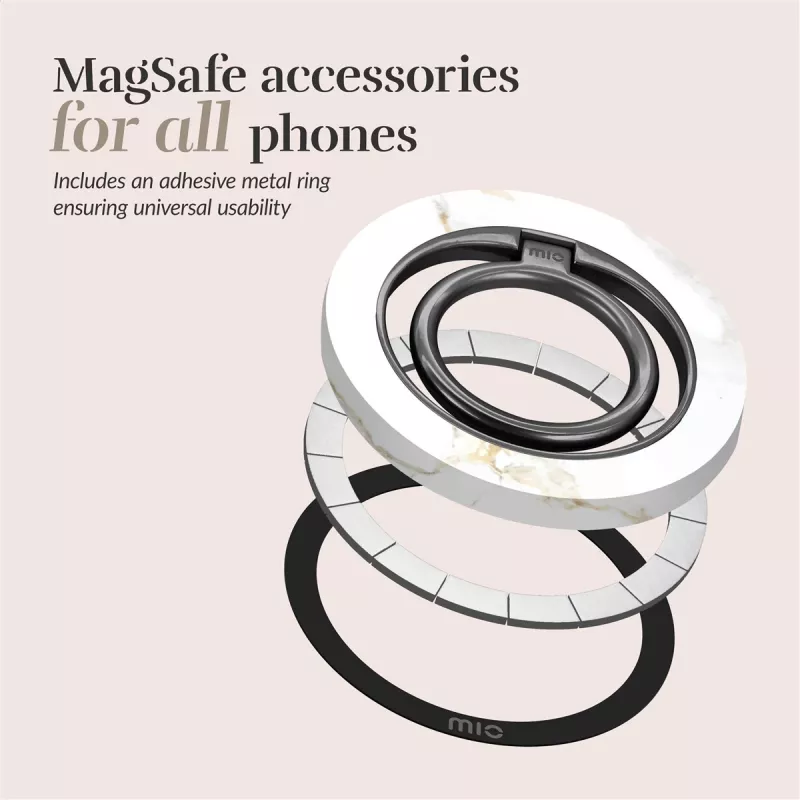 MIO White Marble MagSafe-kuori yhteensopiva sormusteline