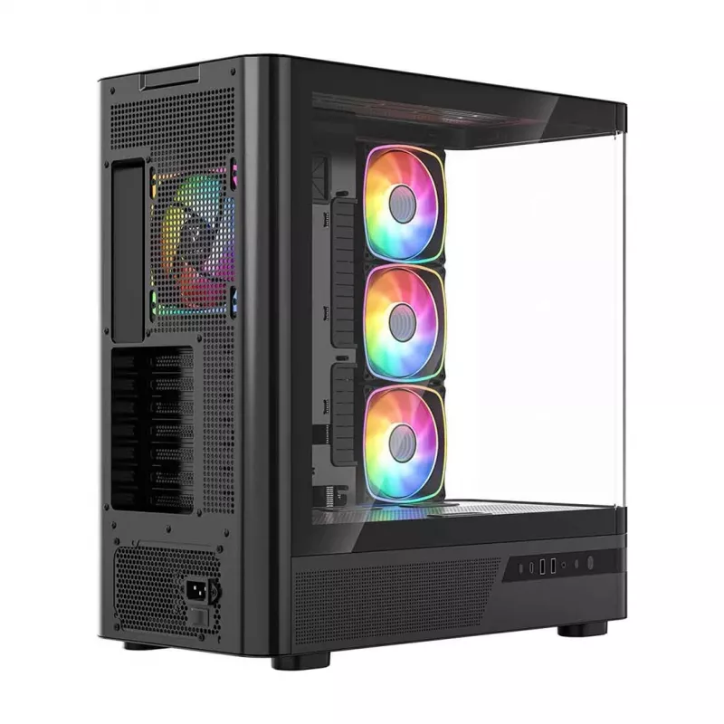 MODECOM Volcano AQ100 ARGB Midi-Tower PC-kotelo - musta