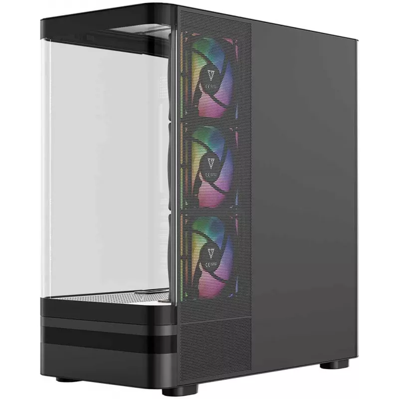 MODECOM Volcano AQ100 ARGB Midi-Tower PC-kotelo - musta