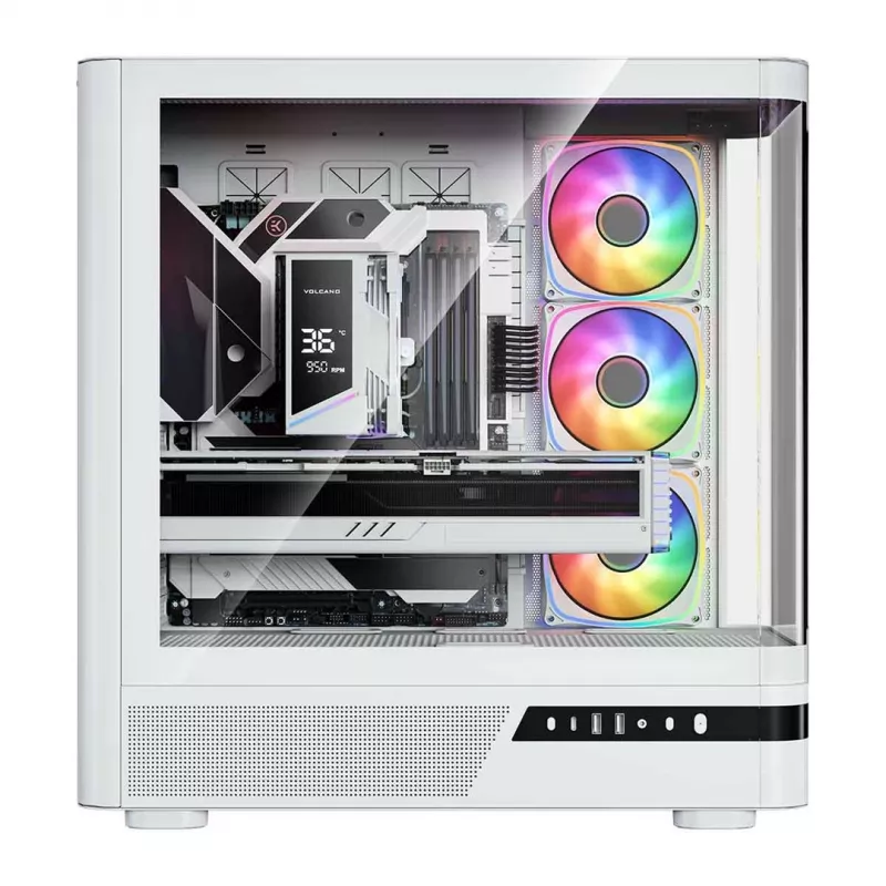 MODECOM Volcano AQ100 ARGB midi-torni valkoinen