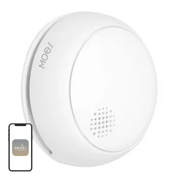 MOES SSD01 ZigBee älykäs valosähköinen savuhälytin 85dB sireenillä, Tuya-sovellusilmoitukset, CR123A paristokäyttöinen, valkoinen