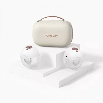 Momcozy M5 älykäs puettava rintapumppu – kupurintapumppu, sovellusohjaus, langaton, kaksinkertainen, punainen
