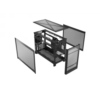 Montech TEN (B) Mini-Tower-PC-kotelo, karkaistu lasi, musta, Micro-ATX/Mini-ITX
