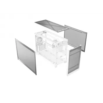 MONTECH TEN (W) Mini Tower PC-kotelo valkoinen - Micro ATX / Mini-ITX, Tempered Glass, ARGB