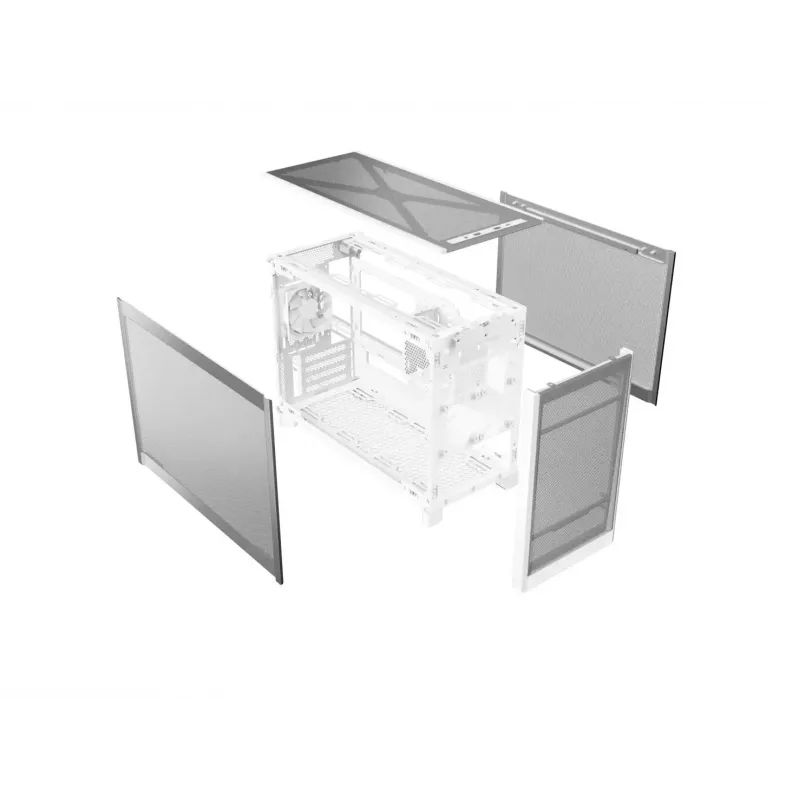 MONTECH TEN (W) Mini Tower PC-kotelo valkoinen - Micro ATX / Mini-ITX, Tempered Glass, ARGB