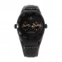 MONTRES DE LUXE unisex analoginen kvartsikello 09BK-3002 40 mm ruostumaton teräskuori musta nahkaranneke
