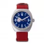 Montres de Luxe unisex kvartsikello 42 mm ruostumaton teräskotelo sininen kellotaulu nahkaranneke 09MON-ALKZBLU