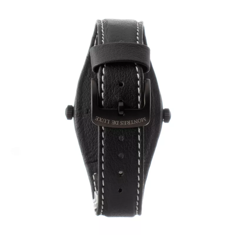 MONTRES DE LUXE unisex-kello 09BK-3003 40 mm kvartsi analogi ruostumaton teräs nahka musta