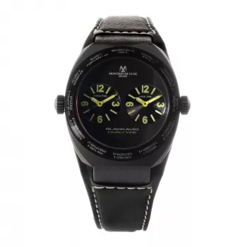 MONTRES DE LUXE unisex-kello 09BK-3003 40 mm kvartsi analogi ruostumaton teräs nahka musta