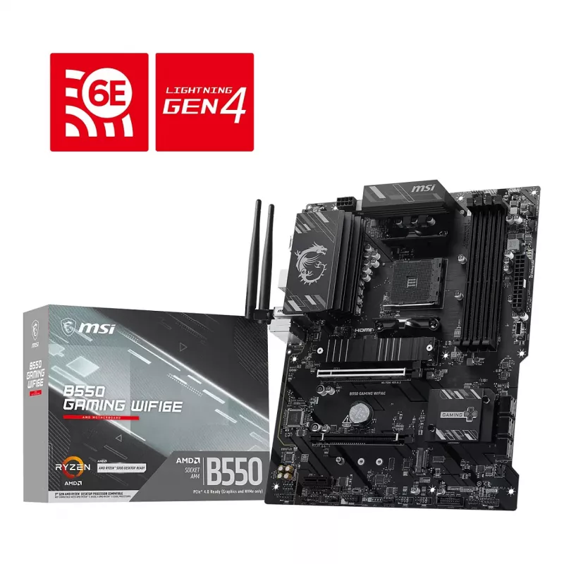 MSI B550 GAMING WIFI6E emolevy - AMD B550, Socket AM4, ATX, DDR4, Wi-Fi 6E