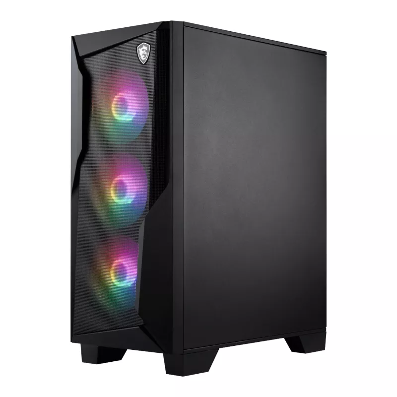 MSI MAG FORGE 130A Airflow ATX Mid-Tower -pelikotelo - musta, temperlas, 4x ARGB-tuuletin