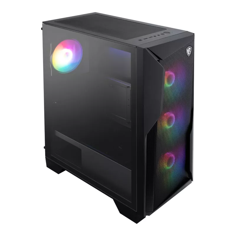 MSI MAG FORGE 130A Airflow ATX Mid-Tower -pelikotelo - musta, temperlas, 4x ARGB-tuuletin