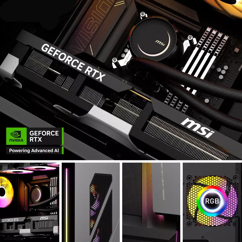 MSI MEG Vision X AI 2NVV9-285AT pöytätietokone (musta/läpinäkyvä, Windows 11 Home)